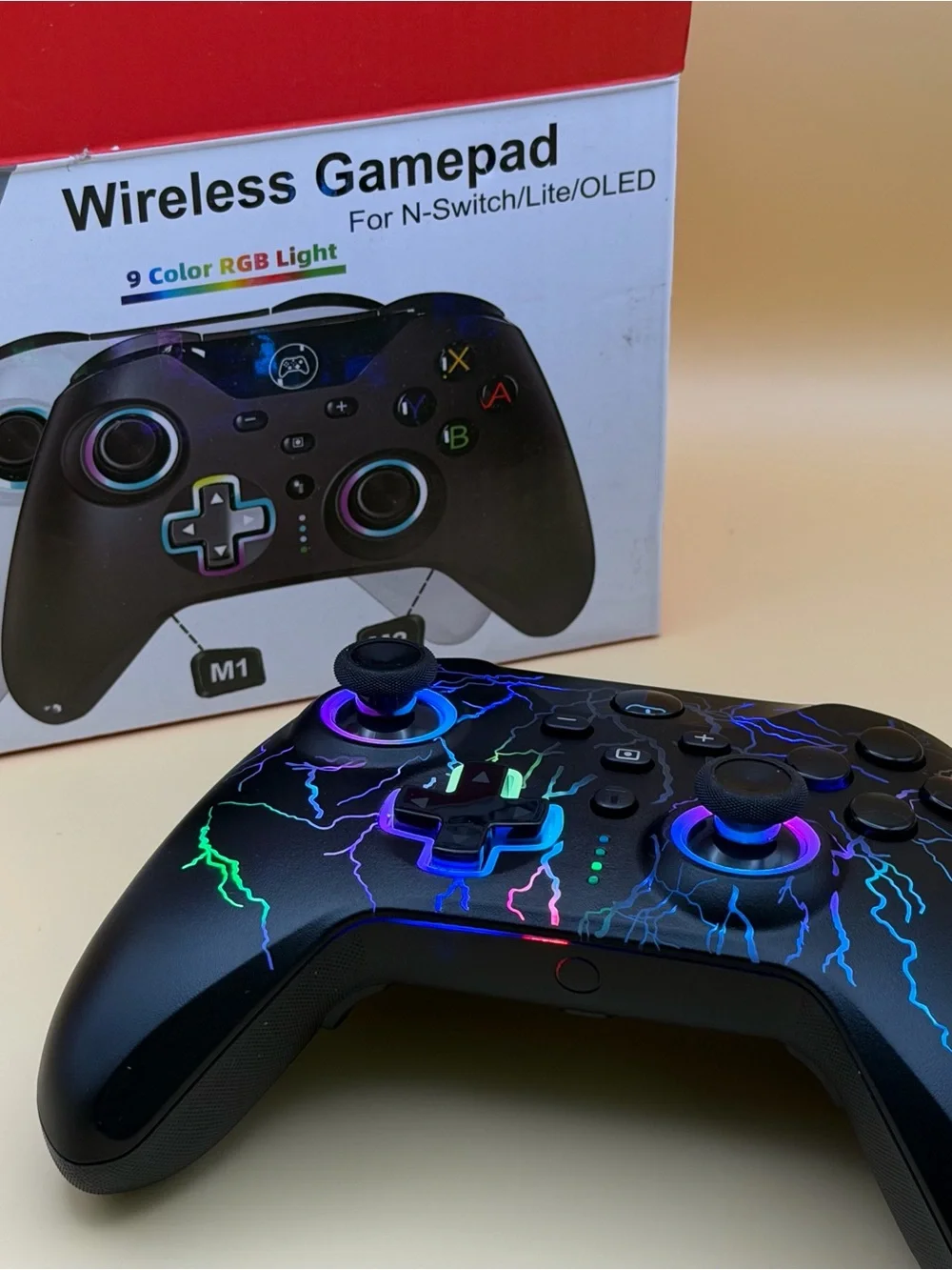 Wireless Black Gamepad Controller for Nintendo Switch - RGB Light